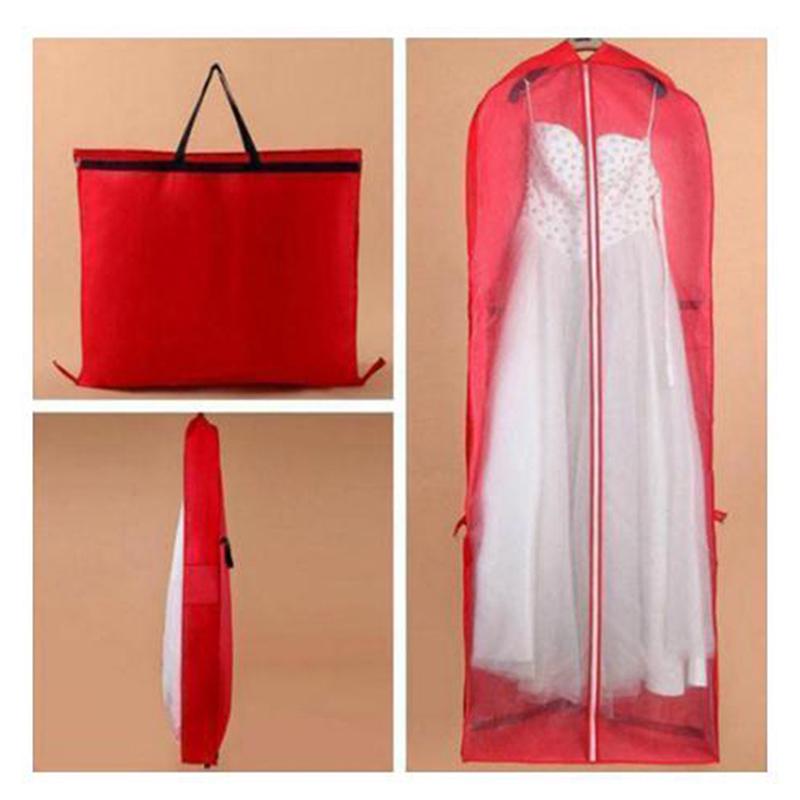 Wedding Dress Garment Bag - Thickened Non-Woven Dust Cover with Handles, Foldable 2-in-1 Gown Protector for Bridal/Bridesmaid
