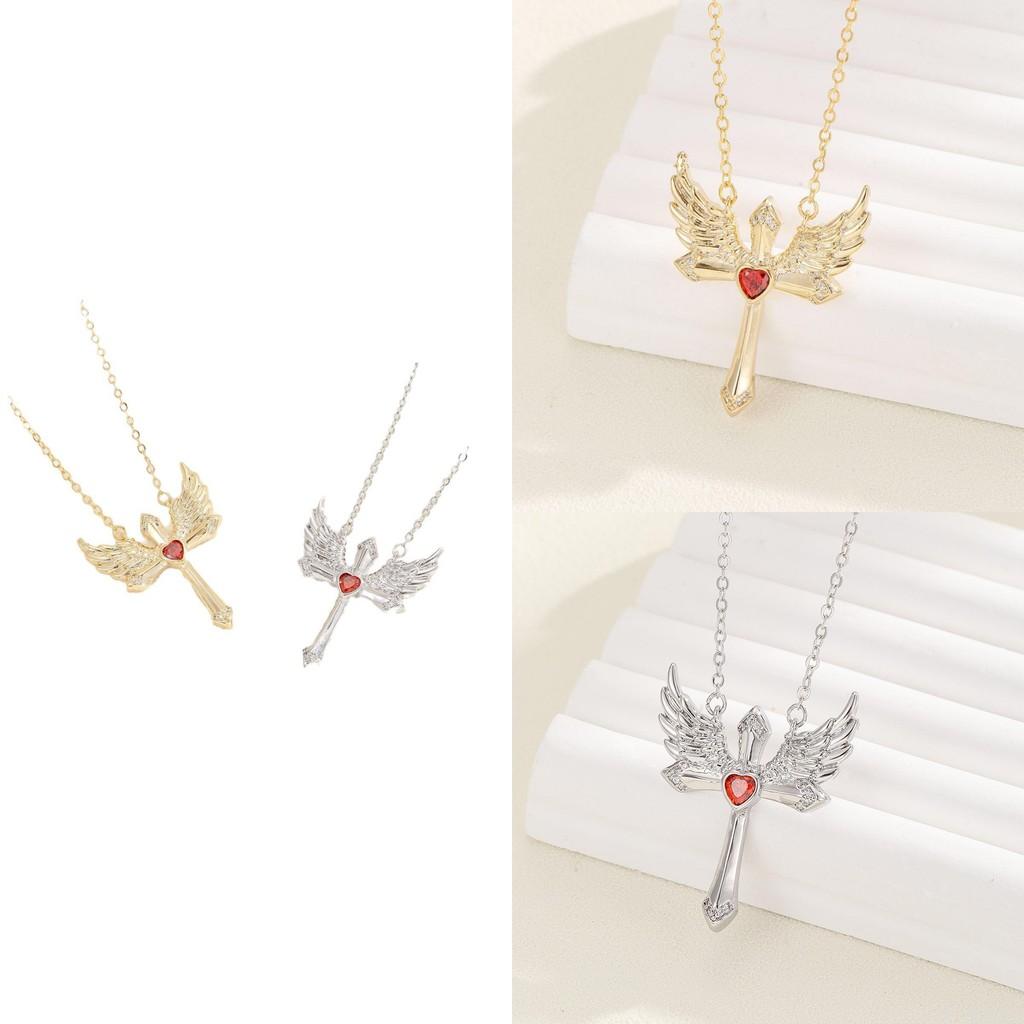 Wings Angel Cross Alloy Necklace Pendant Geometric Jewelry Fashion Gift Women