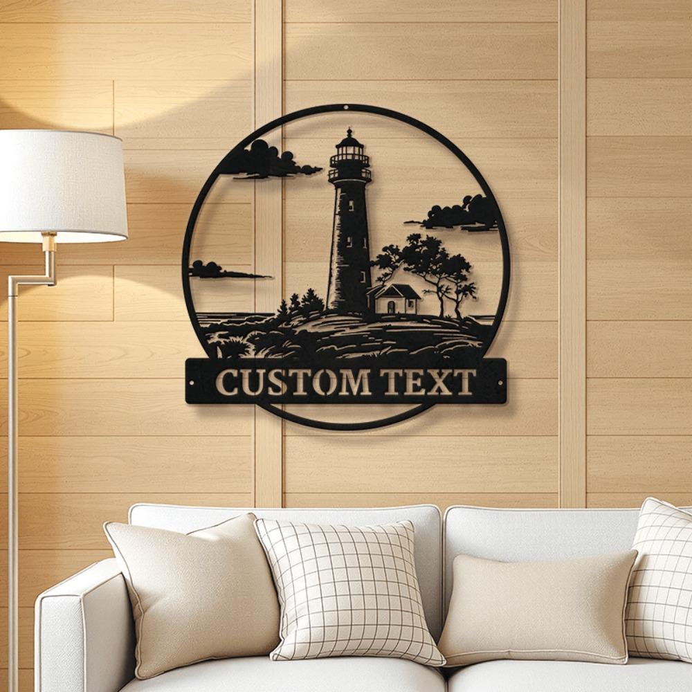 Metal Lighthouse Wall Art Coastal Nautical Decor for Beach House Indoor Outdoor Use