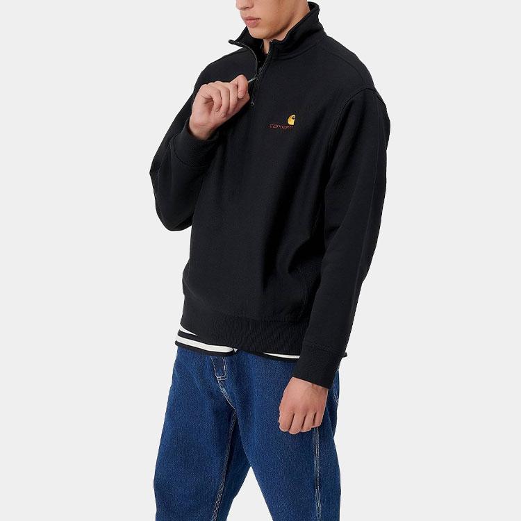 Carhartt WIP FW24 Half Zip American Script Sweatshirt Men sweatshirt Black I027014-89-XX