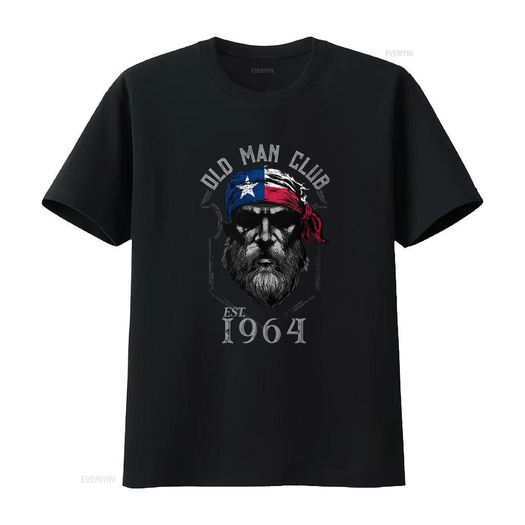 1964 Texas Old Man Club Vintage T Shirt Cotton Crew Neck with Patriotic Bandana Print Vintage Washed Designer Clothes
