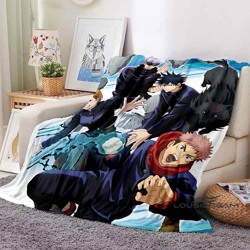 Jujutsu Kaisen Cartoon-Themed Flannel Blanket — Soft & Cozy Throw for Bed, Sofa, or Picnic Use — A Great Gift for Kids