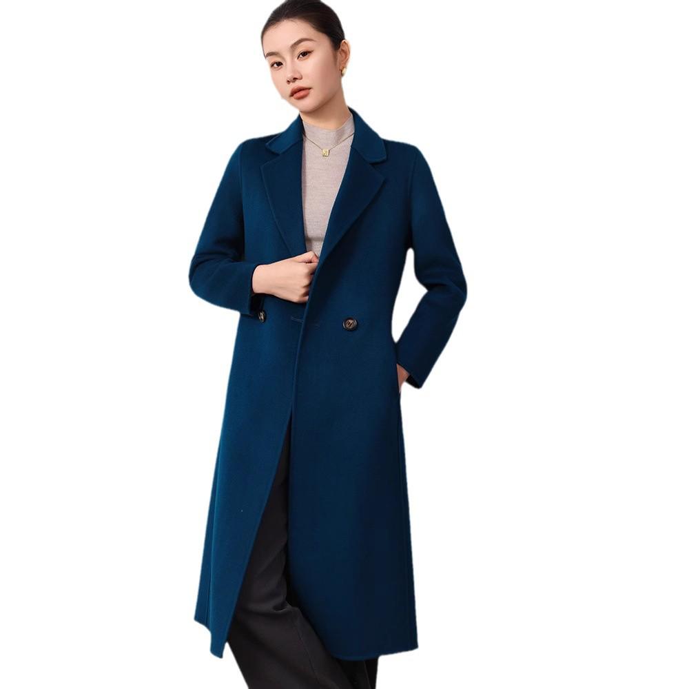 Women's Double-Faced Wool Slim Fit Extra Long Over-the-Knee Coat for Autumn/Winter