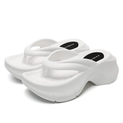 Black White Wedge Flip Flops for Women Summer Thick Bottom Non Slip Beach Slippers Woman Clip Toe Chunky Platform Sandals