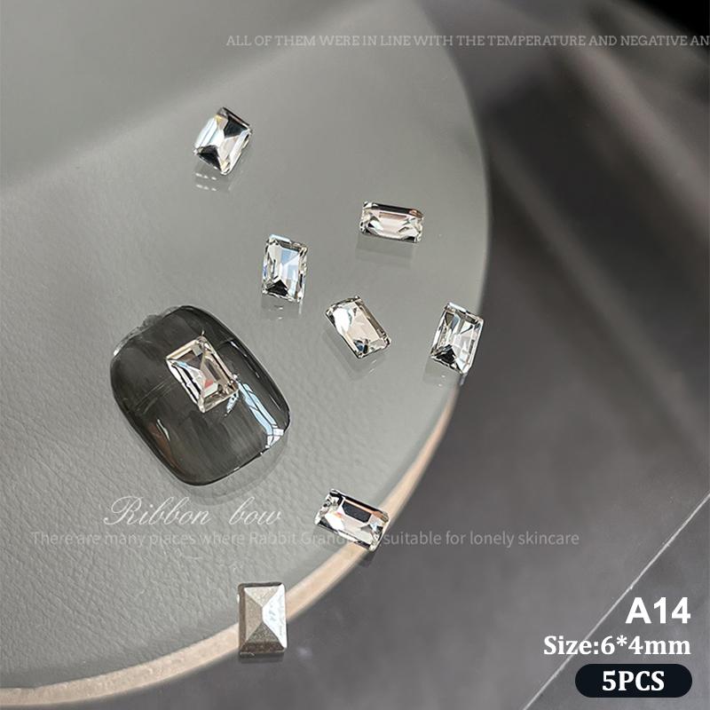 5Pcs Sparkle Sharp Diamond Nail Art Rhinestones Jewel Decoration Mix Clear White Nail Charms Ornaments