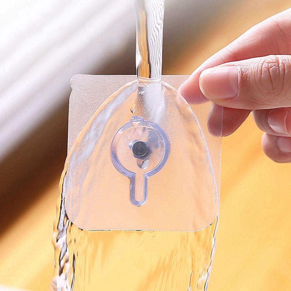 10Pcs Transparent Adhesive Wall Hook Plastic Non Trace Stickers Wall Screws Hanging Nails  Cabinet