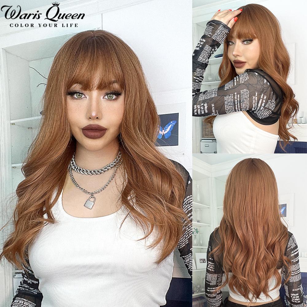 Long Wavy Black And Pink Synthetic Wig for Women With Bangs Natural Heat Resistant Part Cosplay Party Lolita Daily  Hair Wigs