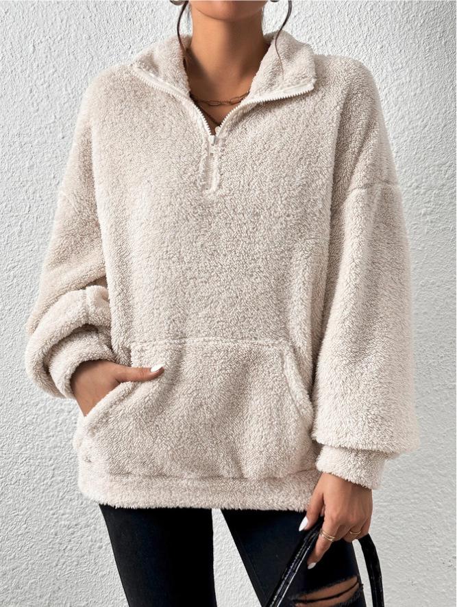 Damen-Sweatshirt mit Stehkragen und Fleece-Futter, Herbst/Winter 2023