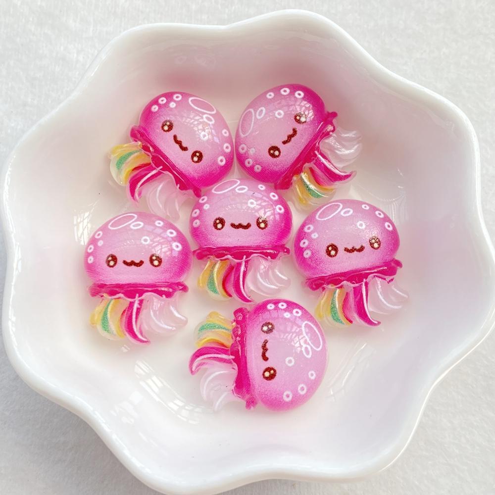 10pcs Cute Colored Crab, Starfish, Octopus, Series Resin Doll Crafts Flat Bottom Corner Jewelry Making Hair Accessories
