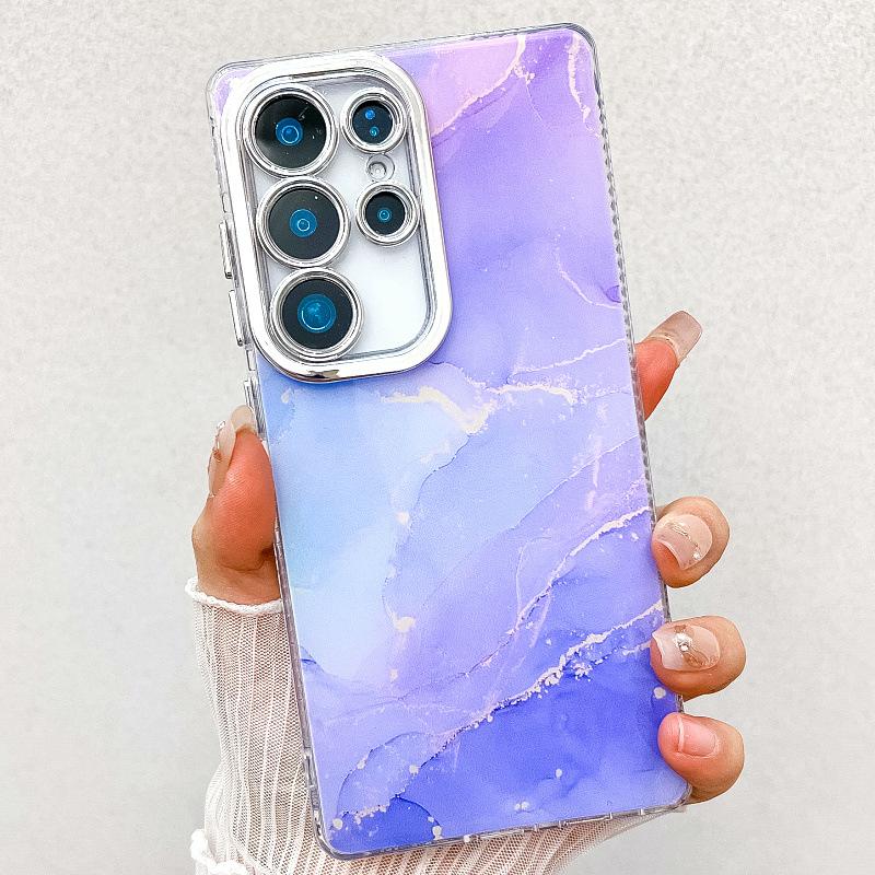 Suitable for New Samsung S25 Ultra Mobile Phone Case S24plus Double Sided Coated Imd Electroplated Marble A55 Case