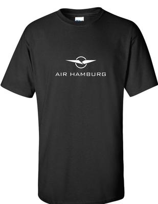 Air Hamburg White Retro Logo German Airline Geek Black Cotton T-Shirt