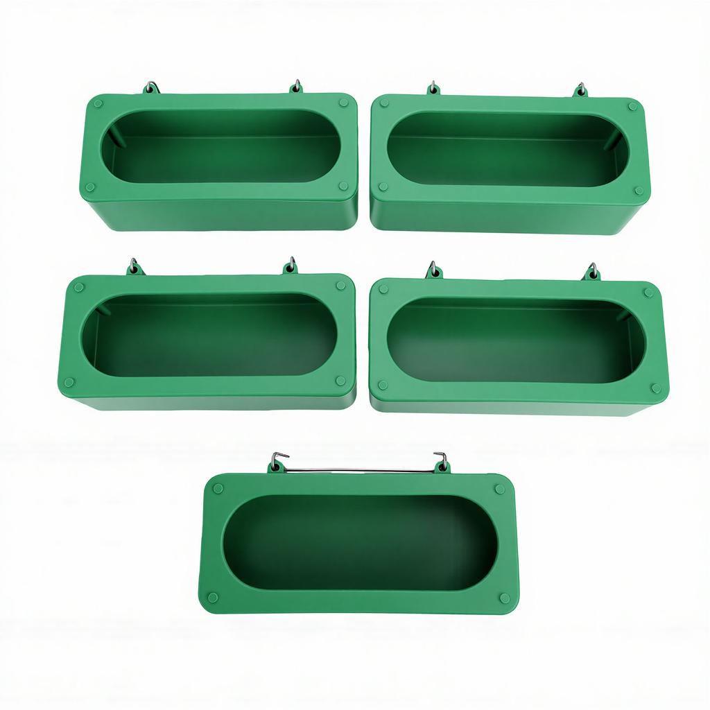 5pcs Bird Cage Feeder Anti Splash Plastic Hanging Food Water Dispenser for Small Pets Parrots Budgies Pigeon Large Green