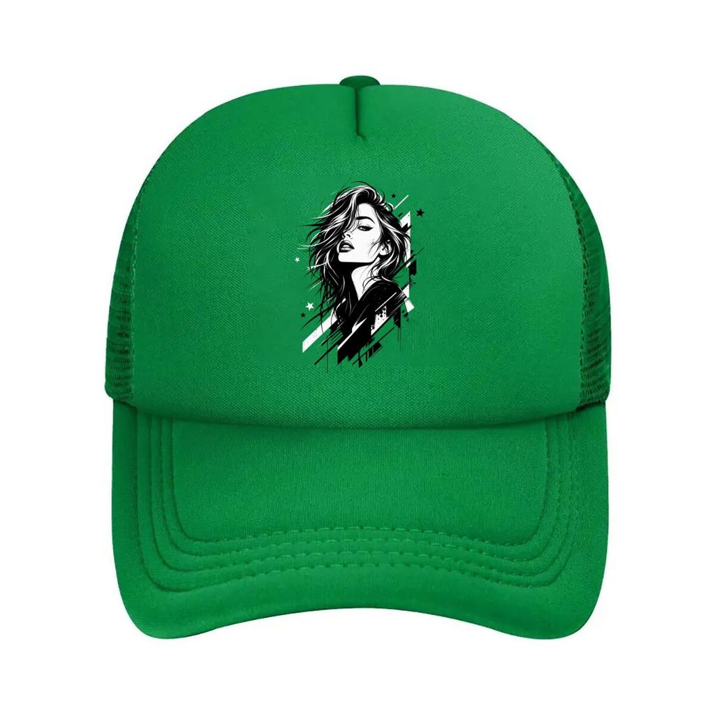 Monochrome Windblown Rebel Glam Port Mesh Baseball Cap Polyester Forward Observations Hat Adjustable Golf Hat Summer