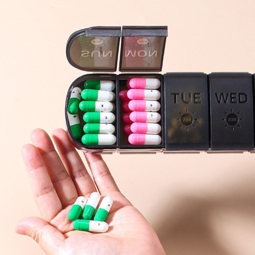 7 Days Vitamin Pill Case Double-Layer Pill Storage Box Weekly Pillbox Tablet Holder Men/Women