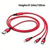 3-in-1 Nylon Braided Data Cable Multi Head 10W Fast Charging Mobile Phone Charging Cable