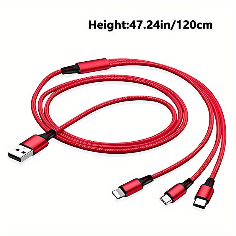 3-in-1 Nylon Braided Data Cable Multi Head 10W Fast Charging Mobile Phone Charging Cable