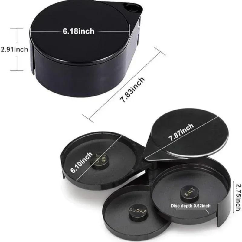 3 Tier Salt and Sugar Tray with Rotating Base for Cocktail Margarita Juice Rim Seasoning Tool Multi Layer Condiment Box