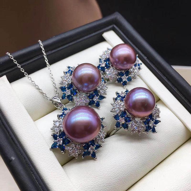Funkelndes Zirkon DIY Perlen Schmuckset: Ohrstecker, Ring, Anhänger und elegante Schlüsselbeinkette
