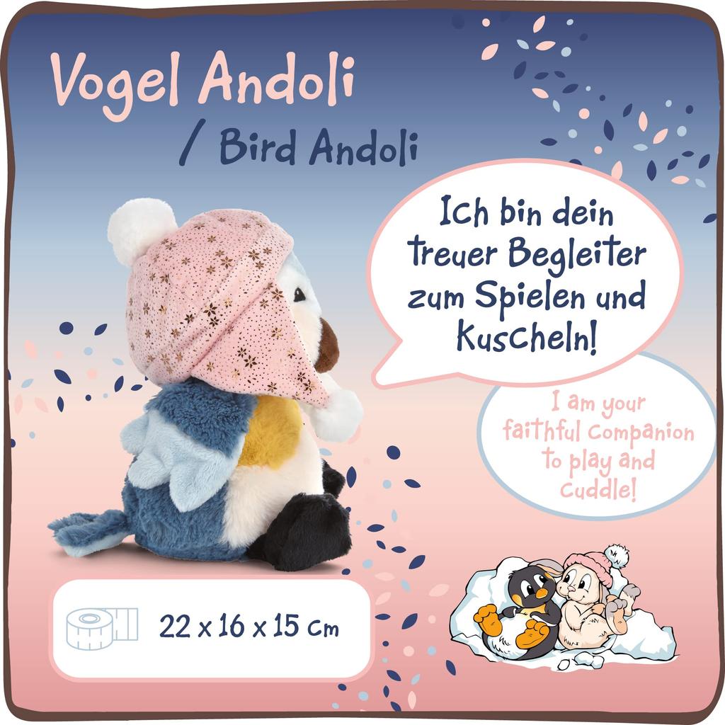 NICI Stuffed Sitting Stuffed Stylish Andor Blue Animal, Animal, Bird, Interior, Winter, Classic, 22cm,