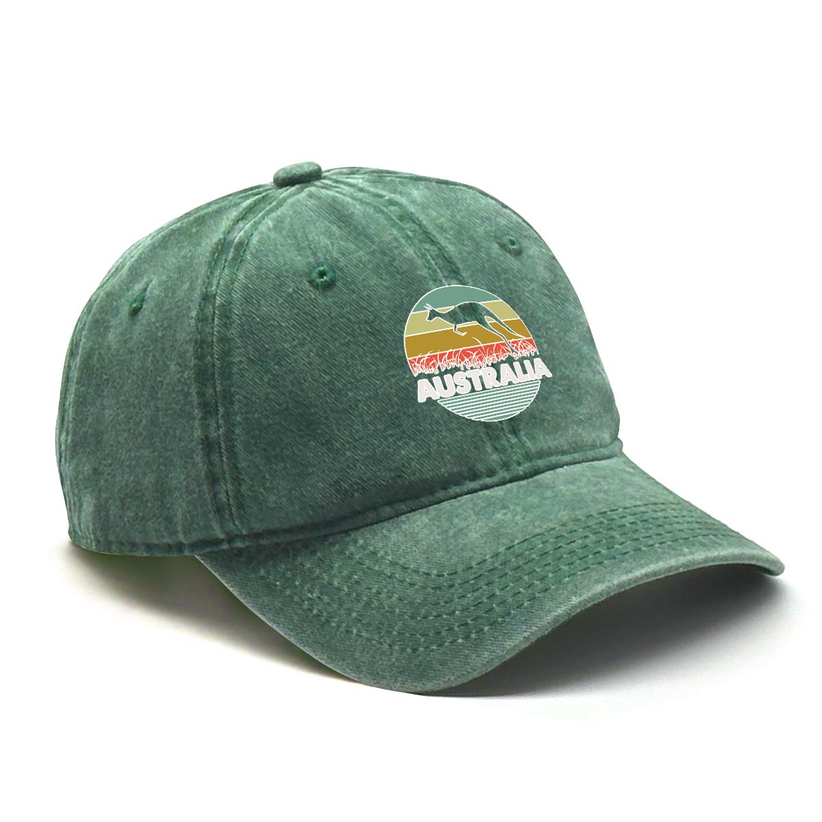 

Australian Kangaroo Print Snapback Baseball Hat Breathable Inelastic Adjustable Baseball Cap For Casual Wear One Size Fits All зелений