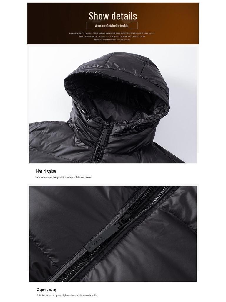 Men's and Women's Black Gold Thickened Down Jacket - Short Style for Autumn and Winter