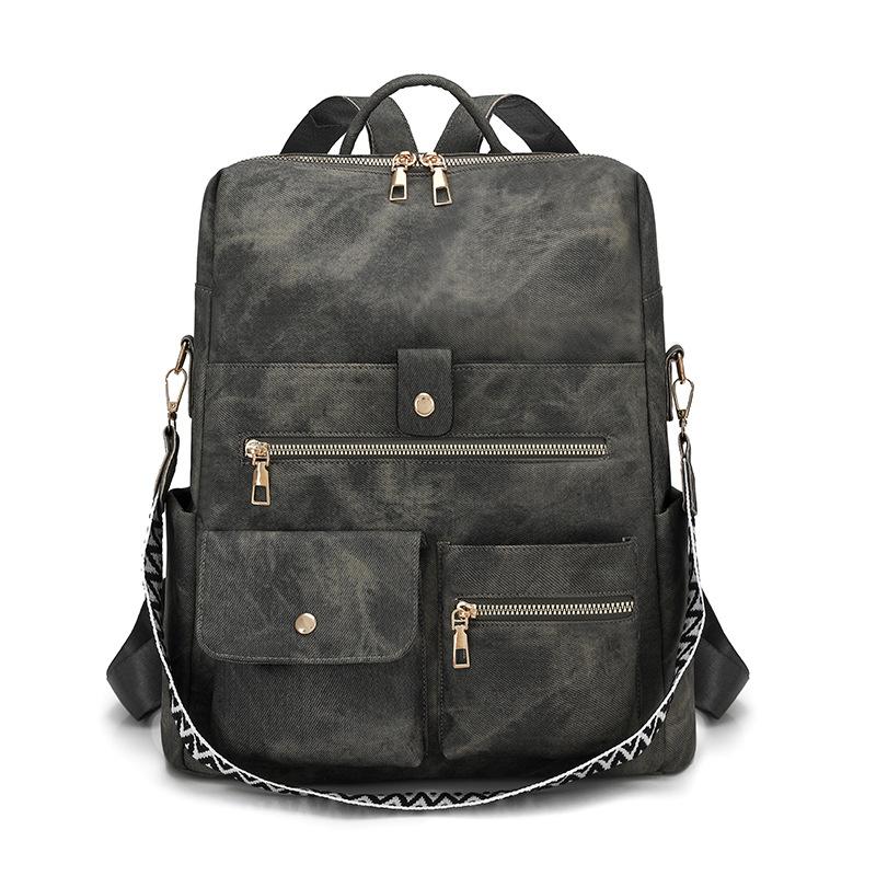 PU Backpack Multi Pocket Zipper Closure Casual Daypack for Women Daily Travel