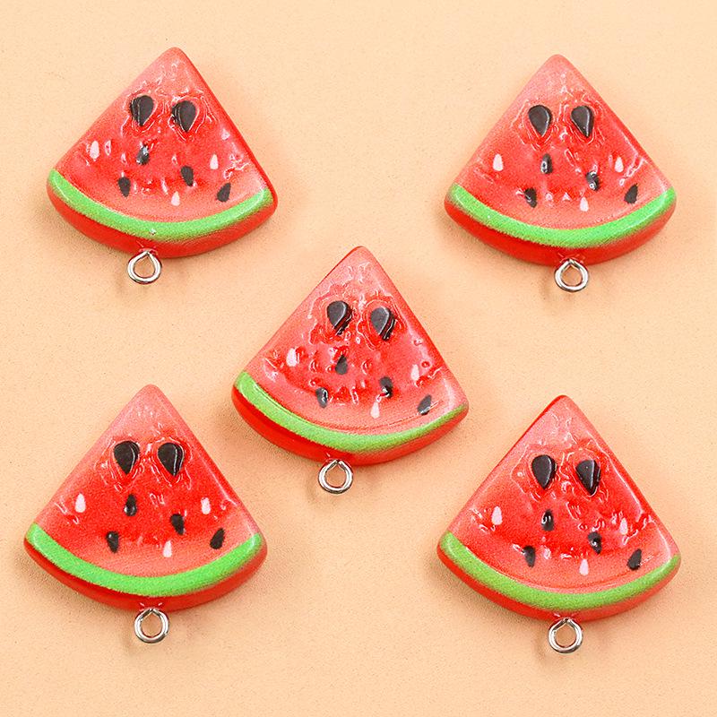 Mixed Style Resin Fruit Pendant Keychain - Kiwi, Watermelon, Lemon