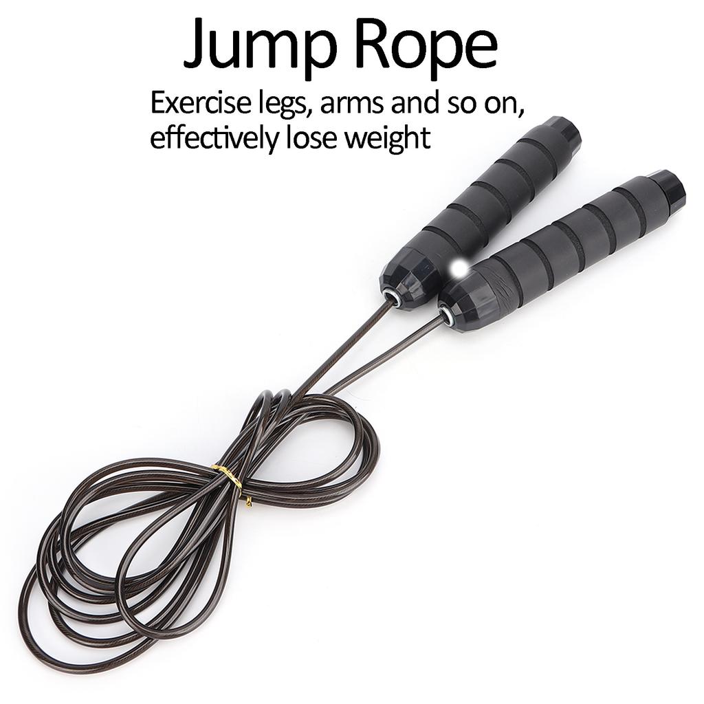 Speed Jumping Rope Anti Skid Handle Adjustable Length Thickened Fitness Jump Rope Black