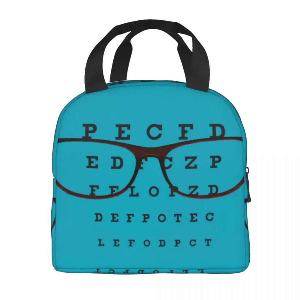 Funny Glasses With Eye Test Chart Resuable Lunch Boxes Women Multifunction Optician Optometrist Thermal Cooler Food Lunch Bag