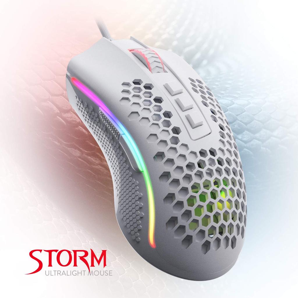 Redragon M808 Storm Lightweight RGB Gaming Mouse with 85g Ultra-Light Shell - 12,400 DPI Optical Sensor - 7 Programmable Buttons - Accurate