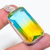 Natural Bi-Color Tourmaline Gemstone 925 Sterling Silver Pendant 2.29" AP-14259