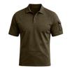 Men's Tactical Polo Shirt Short Sleeve Military Style Casual Shirt with Button Collar and Sleeve Pocket for Outdoor Work