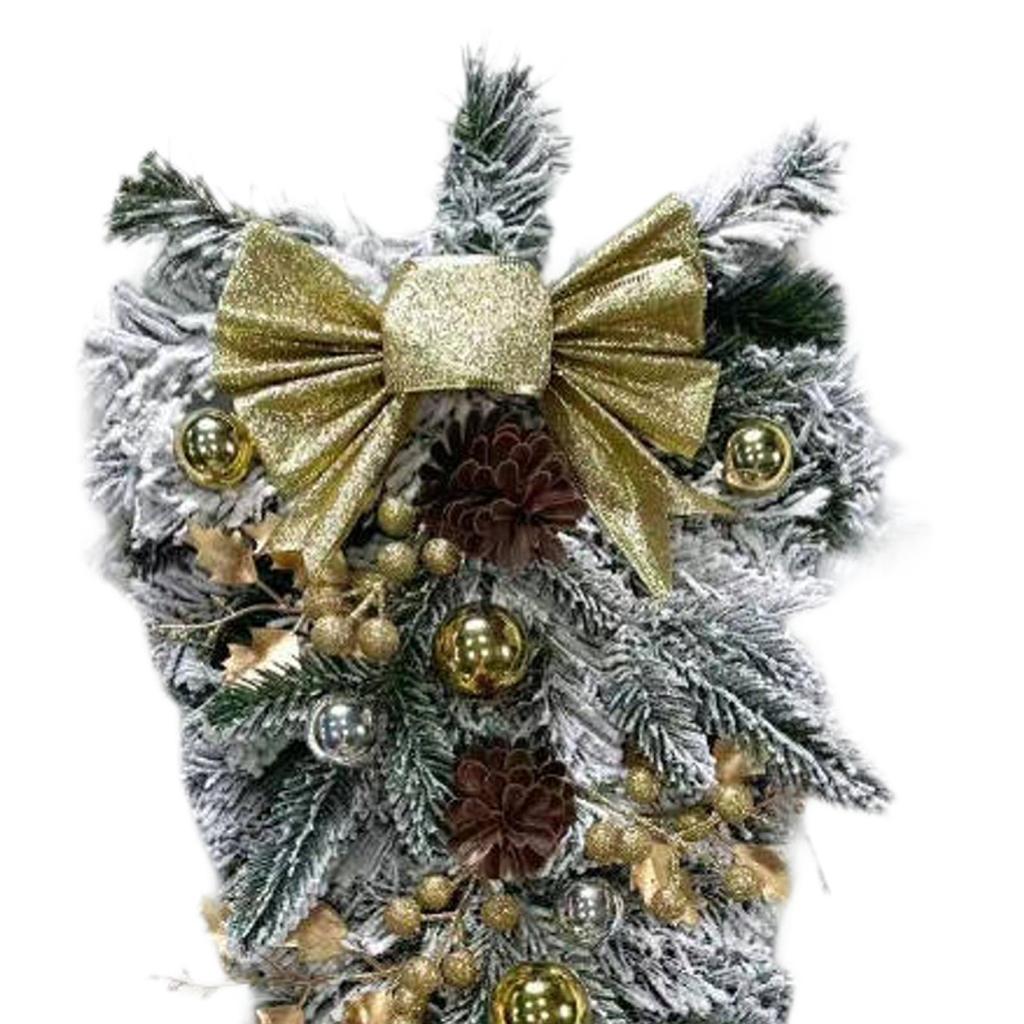 Christmas Wreath, Realistic Decorated with Bow Balls Garland, Front Door Wreath, Artificial Wreath for House Wall Party Decor