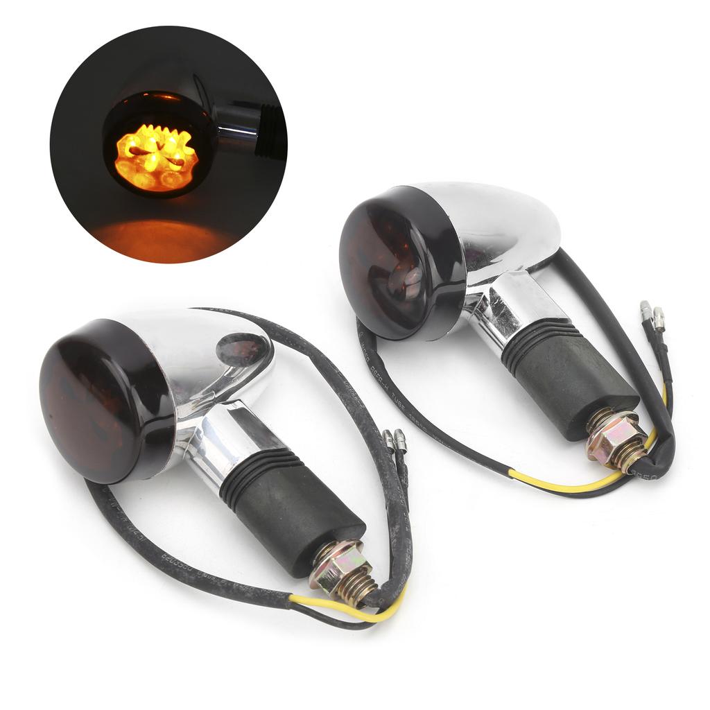 2pcs Universal Motorcycle Turn Signal Lamp Yellow Light High Visibility 12V 10mm 0.4in ThreadWhite