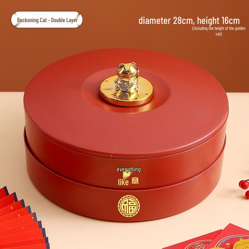 2025 New Year Chinese Style Snack Plate: Multi-layer Fruit, Candy & Nut Display for Coffee Table & Living Room.