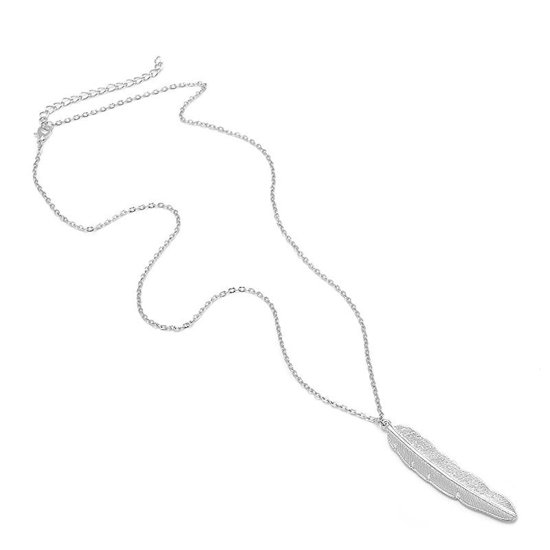 

New Personality Simple Alloy Leaves Feathers Women s Necklace, Hot Women s Sweater Chain Statement Necklace Necklaces & Pendants медный