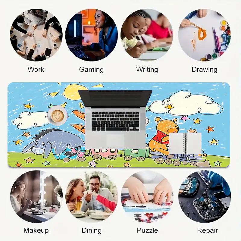 Winnie Pooh Xl Gaming Mouse Pad Nonslip Rubber Base Stitched Edge Waterproof Desk Mat For Pc Laptop Gamer Office Computer Accessories C927708