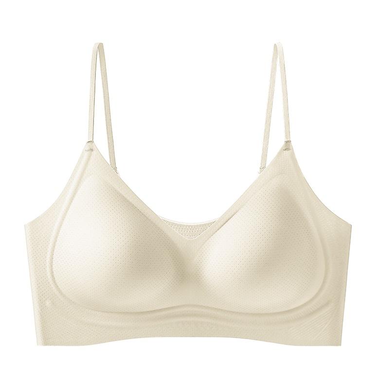 

Chest seamless thin shoulder straps with sub-breasts breathable ice silk bra cover ice silk S шампанского
