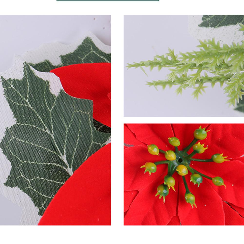 2 Pcs Christmas Candle Rings Candle Wreaths Poinsettia Holly Leaves Berries Decor