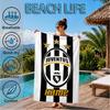 Custom Name Beach Towel Juventus Team Crest Microfiber Beach Towel, Lightweight for Summer Travel, Swimming Pool Fan Birthday Gift