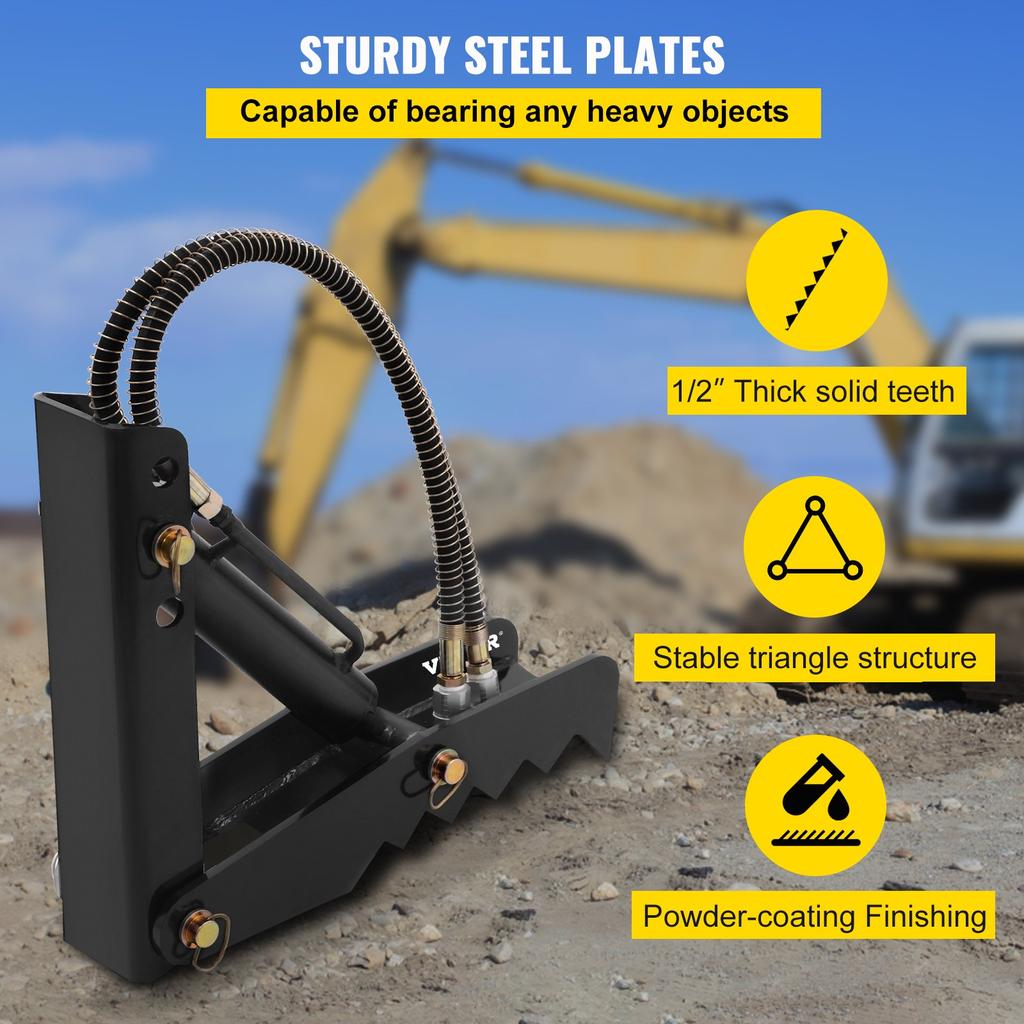 VEVOR Hydraulic Backhoe Thumb, 45.72 cm 12.70 mm Thickness Heavy Duty Excavator Thumb, Black Steel Weld On Thumb Attachments with Hydraulic Cylinder