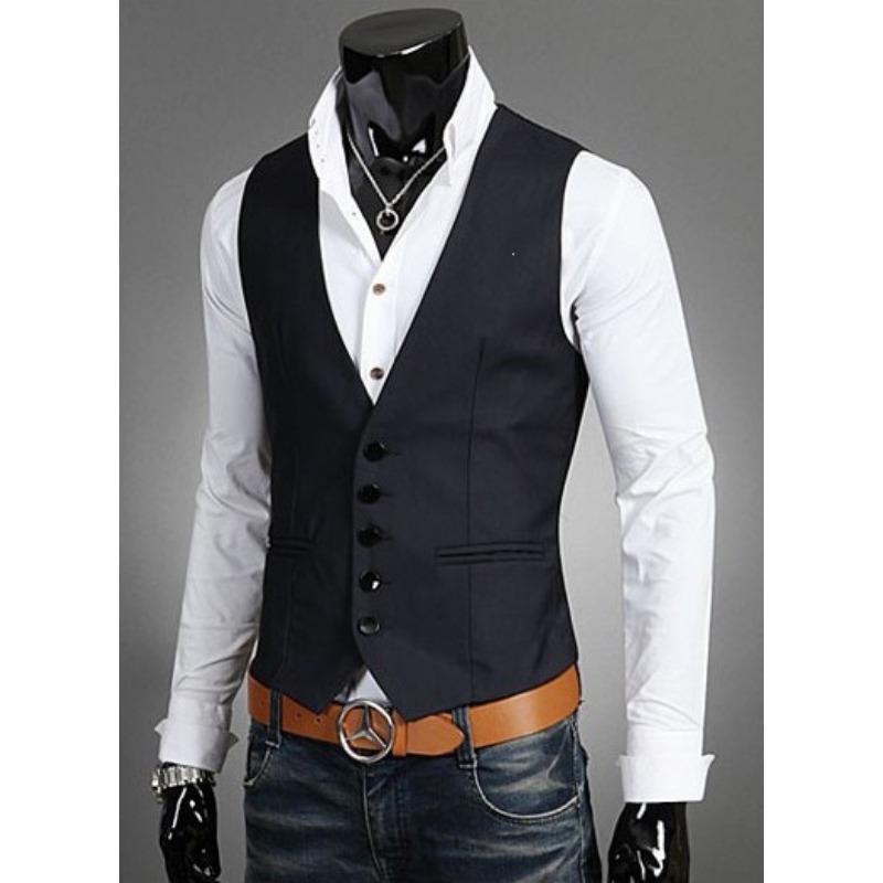 Men S Korean Style Slim Fit Suit Vest Big Size 5xl