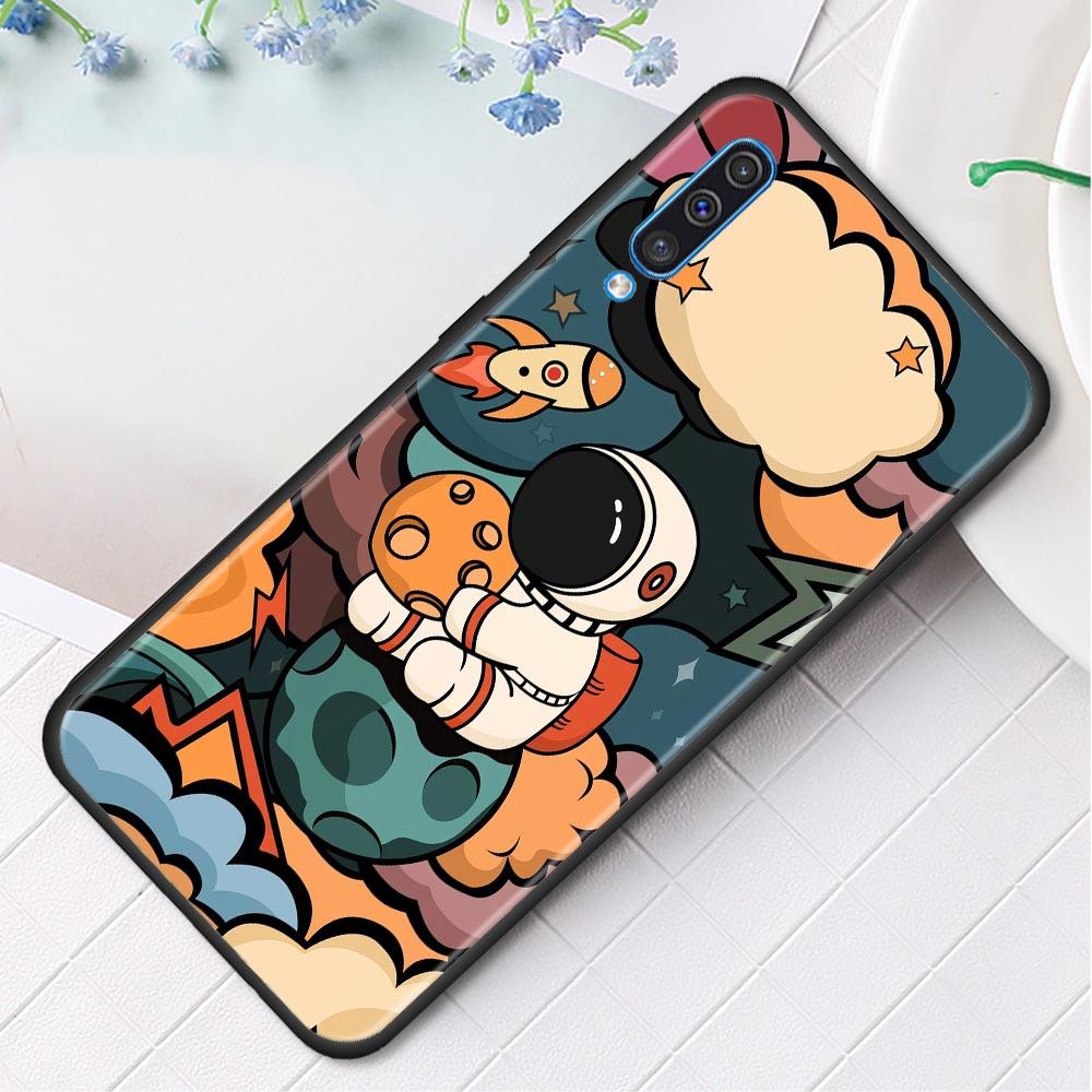 Niedliche Cartoon Stern Planet Astronaut Hülle für Samsung Galaxy A50 A70 A10 A20e A30 A40 A20s A10s A10e A80 A90 A60 A30s Handyhülle