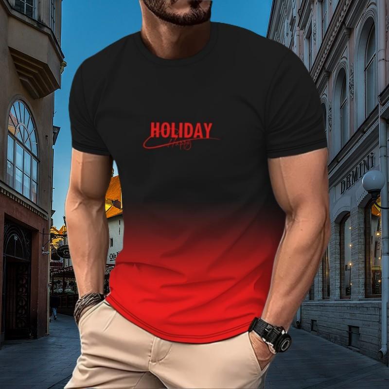 Letní pánské tričko s barevným písmem a 3D potiskem s krátkým rukávem, s límečkem, s límečkem Venkovní aktivity pro volný čas, rychleschnoucí top