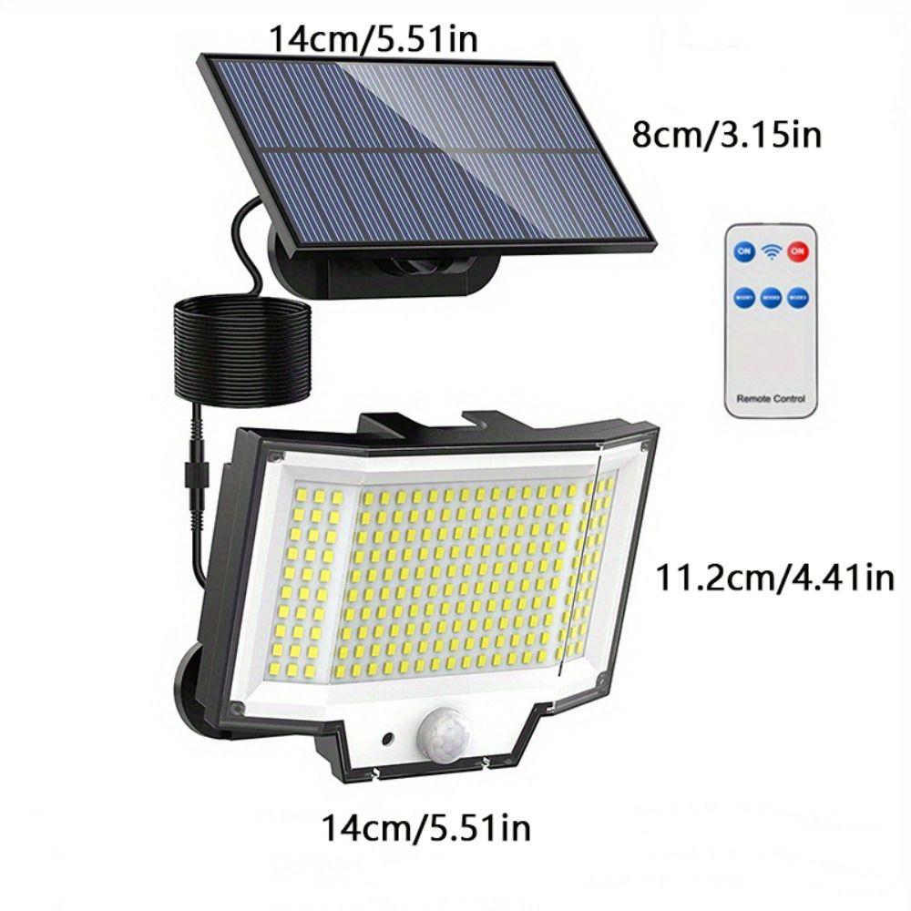 Remote Control Solar Outdoor Lights 200 LED Highlight Solar Powered Lamp Lighting Automatic Charging Motion Sensor Lights Split Body