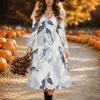 Halloween Women's Purple Ombre Floral Print Midi Dress A Line Dress Vacation Casual Daily Regular Fit  Long Sleeve V Neck Black  Spring Fall