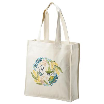 Marushin Moomin Spring Wreath Tote Organic 1425024400 Bag, A4, Cotton,