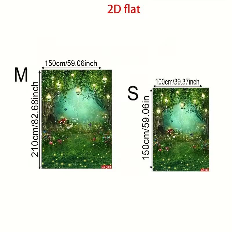 2D Fairy Forest Backdrop Lantern Mushroom Photo Studio Background