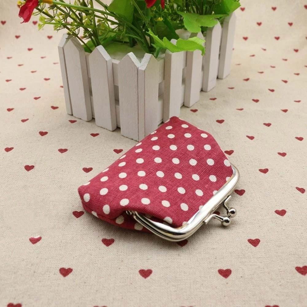 Canvas Pouch For Girls Dots Zipper Linen Coin Purse Coin Bag Small Purse Wallets Korean Money Bag