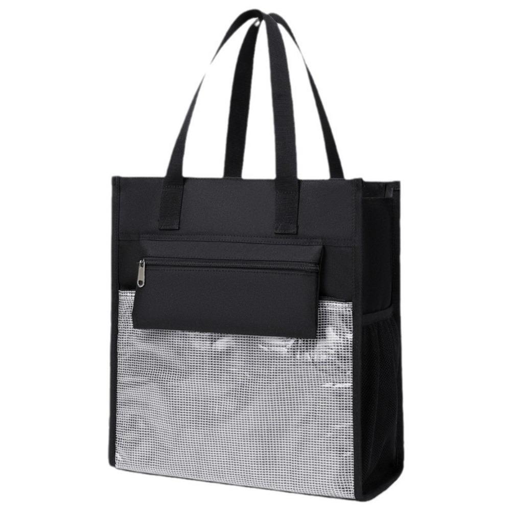 

Canvas File Zip Bags Portable Schoolbag Multifunctional Handbag Students чорний